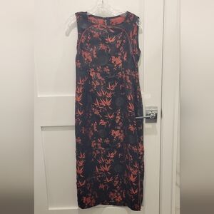 Black and Red Floral Sleeveless Dress Womens handsewn handmade